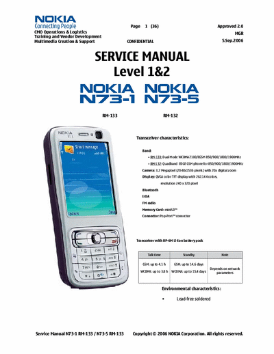 nokia N 73 manual  level 1 e 2